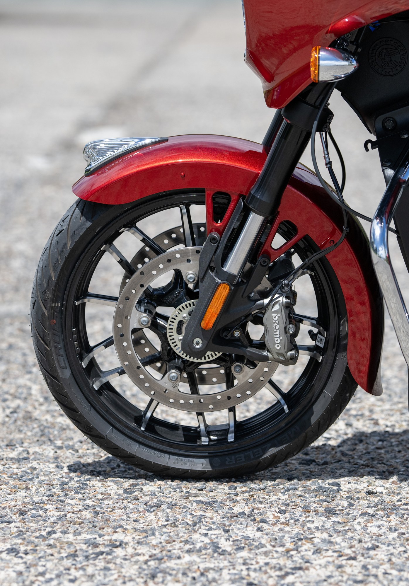 The Brembo hardware needs only one finger for confident braking.