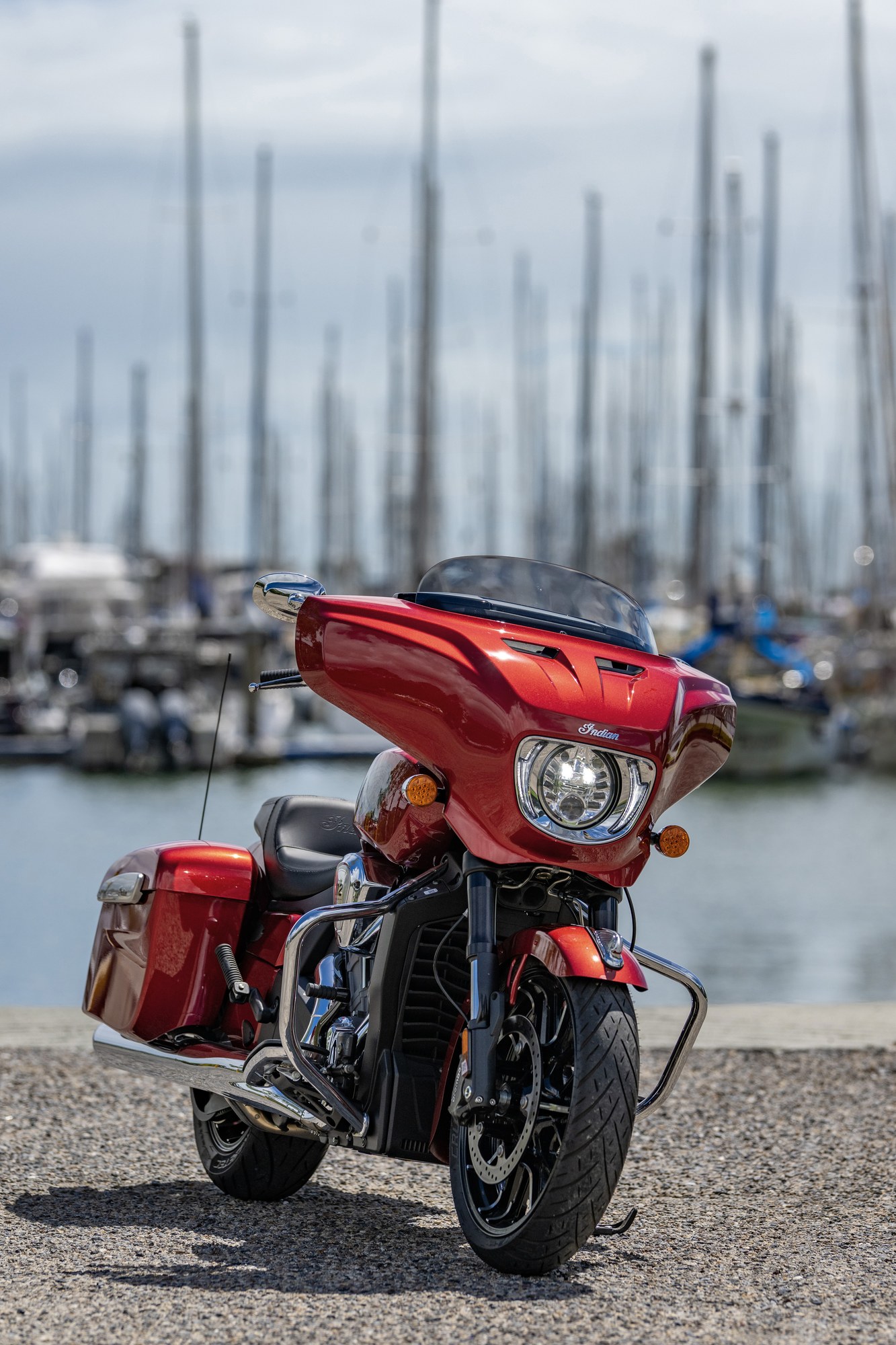 The broad fairing offers effective weather protection without overwhelming the steering.
