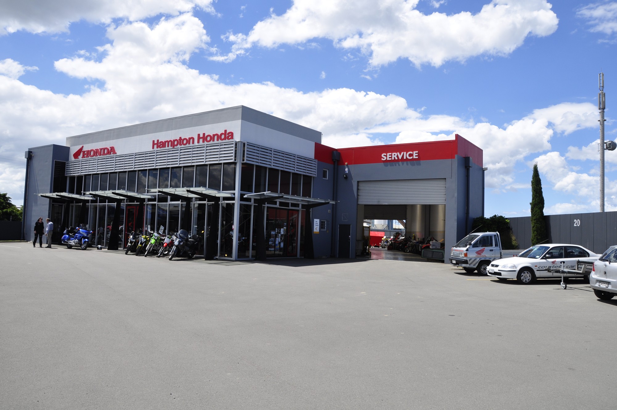Hampton Honda in Christchurch was the starting point for the trip.
